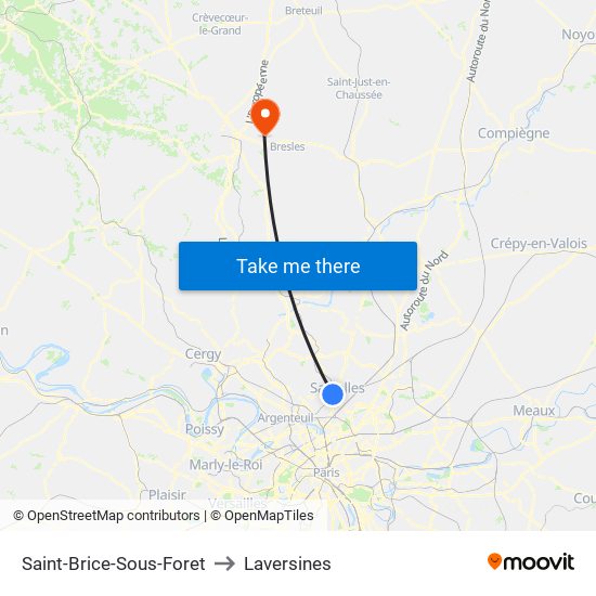 Saint-Brice-Sous-Foret to Laversines map