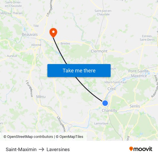 Saint-Maximin to Laversines map