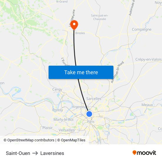 Saint-Ouen to Laversines map