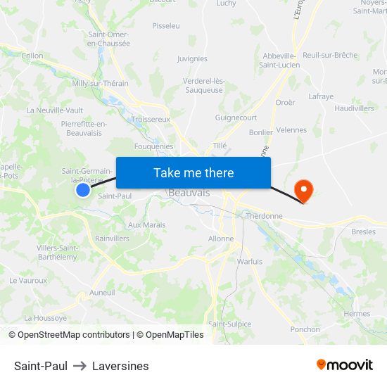 Saint-Paul to Laversines map