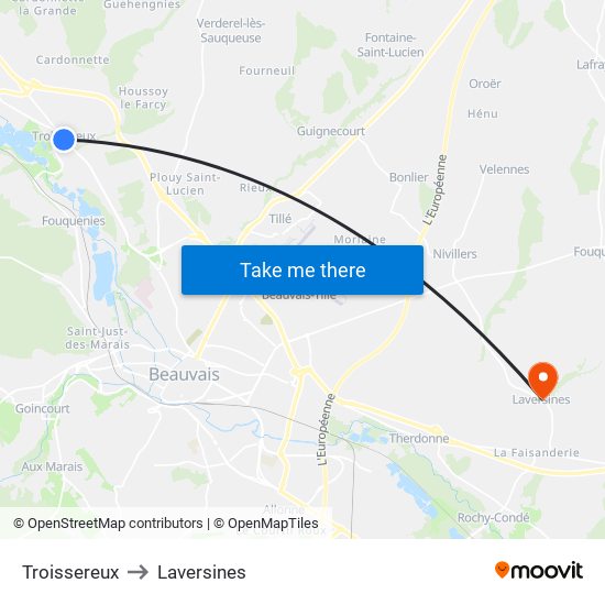 Troissereux to Laversines map