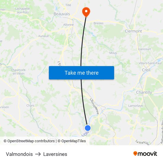 Valmondois to Laversines map