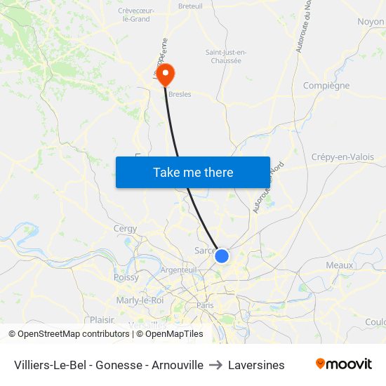 Villiers-Le-Bel - Gonesse - Arnouville to Laversines map