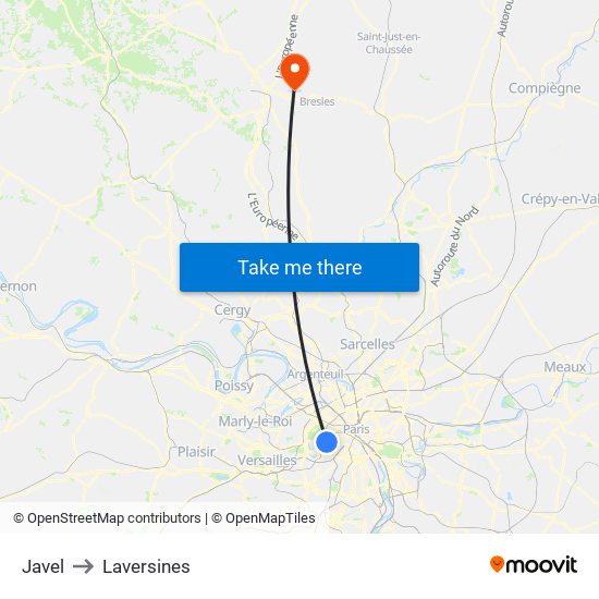 Javel to Laversines map