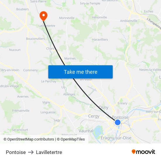 Pontoise to Lavilletertre map