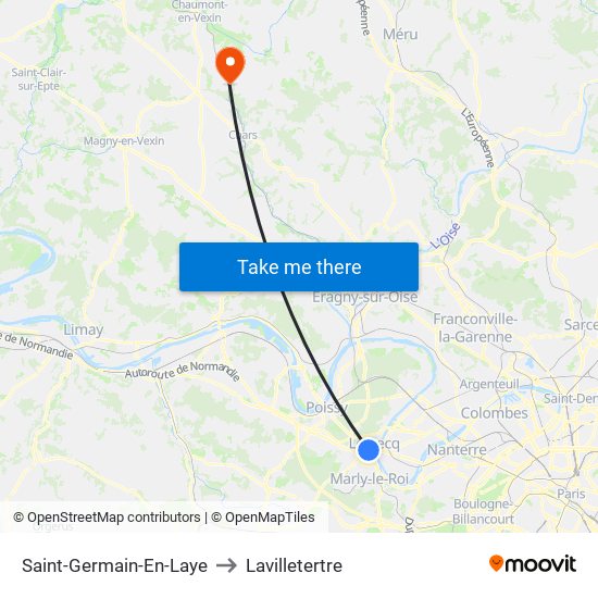 Saint-Germain-En-Laye to Lavilletertre map