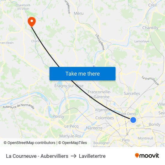 La Courneuve - Aubervilliers to Lavilletertre map
