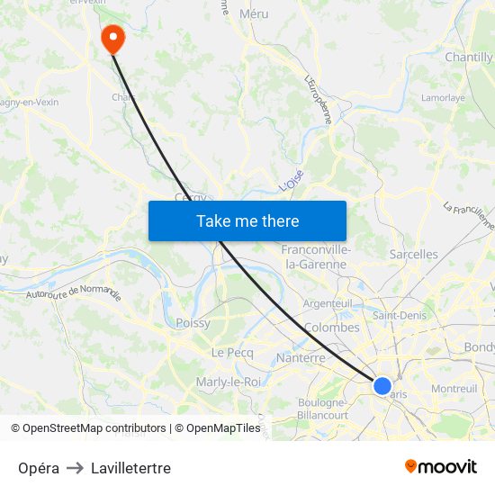 Opéra to Lavilletertre map