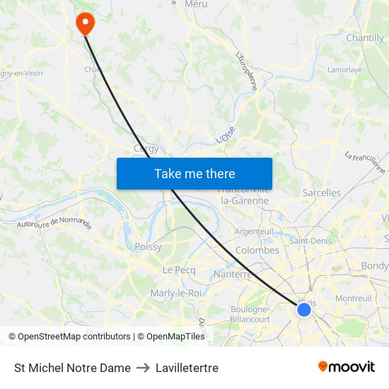 St Michel Notre Dame to Lavilletertre map