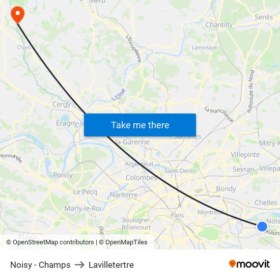 Noisy - Champs to Lavilletertre map