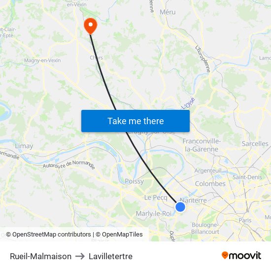 Rueil-Malmaison to Lavilletertre map