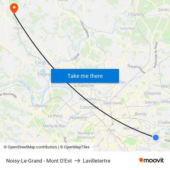 Noisy-Le-Grand - Mont D'Est to Lavilletertre map