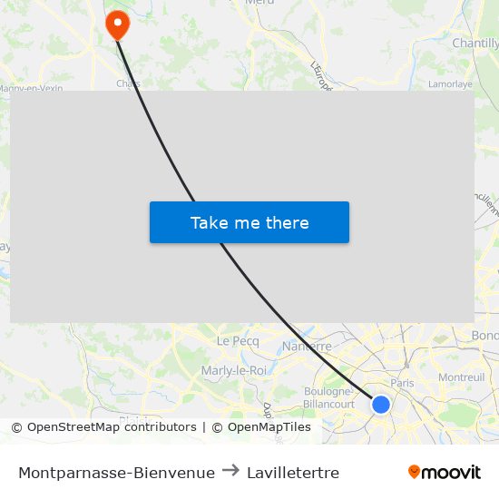 Montparnasse-Bienvenue to Lavilletertre map