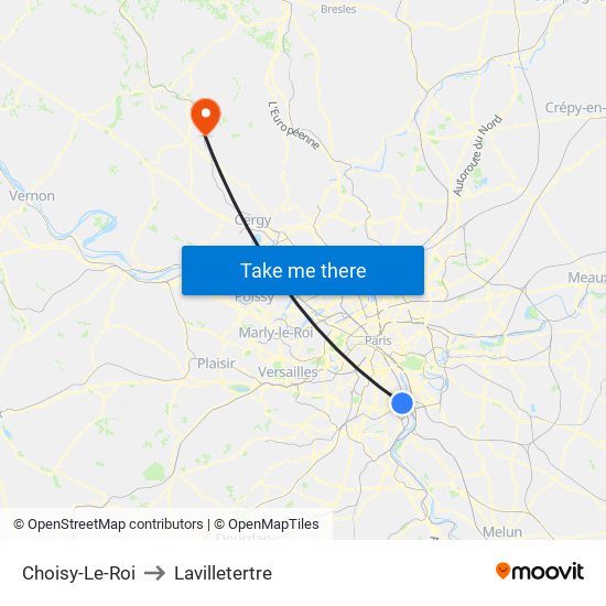 Choisy-Le-Roi to Lavilletertre map