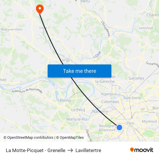 La Motte-Picquet - Grenelle to Lavilletertre map