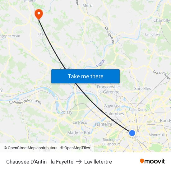 Chaussée D'Antin - la Fayette to Lavilletertre map