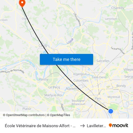 École Vétérinaire de Maisons-Alfort - Métro to Lavilletertre map