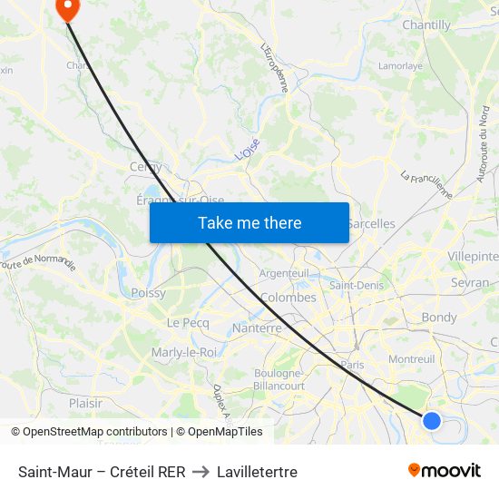 Saint-Maur – Créteil RER to Lavilletertre map