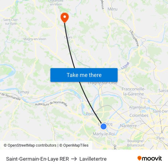 Saint-Germain-En-Laye RER to Lavilletertre map