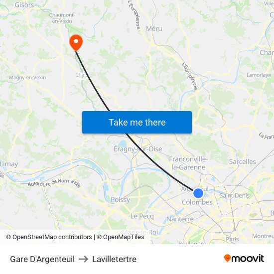 Gare D'Argenteuil to Lavilletertre map