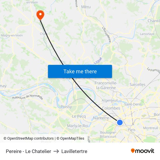 Pereire - Le Chatelier to Lavilletertre map