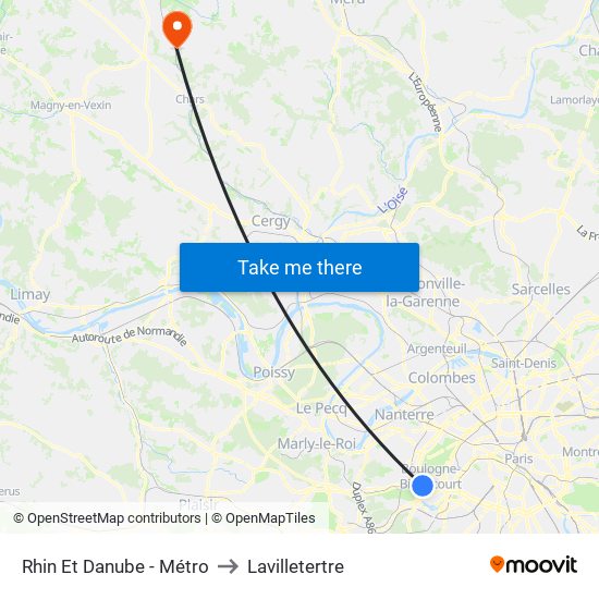 Rhin Et Danube - Métro to Lavilletertre map