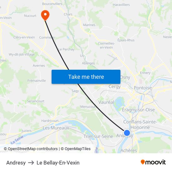 Andresy to Le Bellay-En-Vexin map