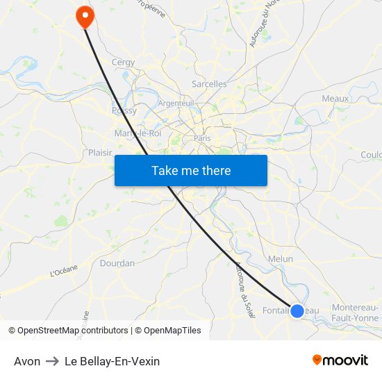 Avon to Le Bellay-En-Vexin map