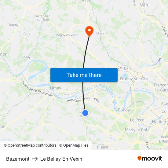 Bazemont to Le Bellay-En-Vexin map