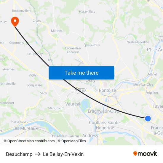 Beauchamp to Le Bellay-En-Vexin map