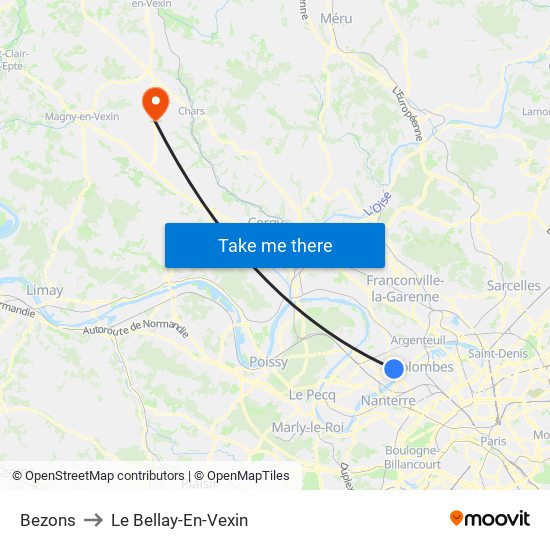 Bezons to Le Bellay-En-Vexin map