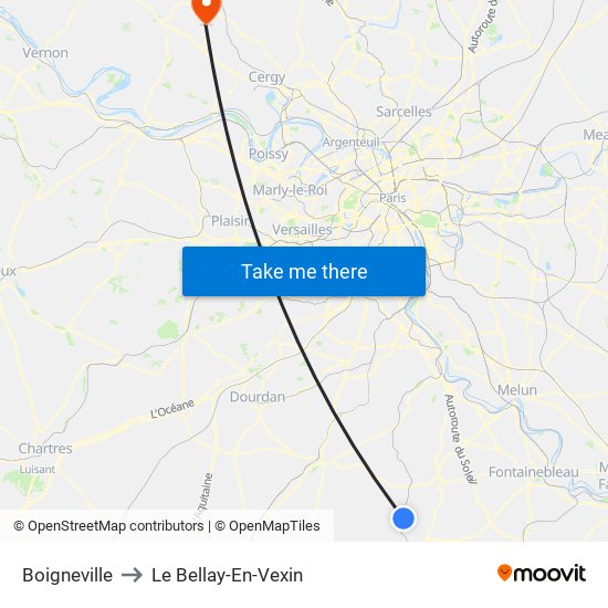 Boigneville to Le Bellay-En-Vexin map