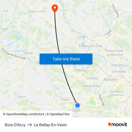 Bois-D'Arcy to Le Bellay-En-Vexin map