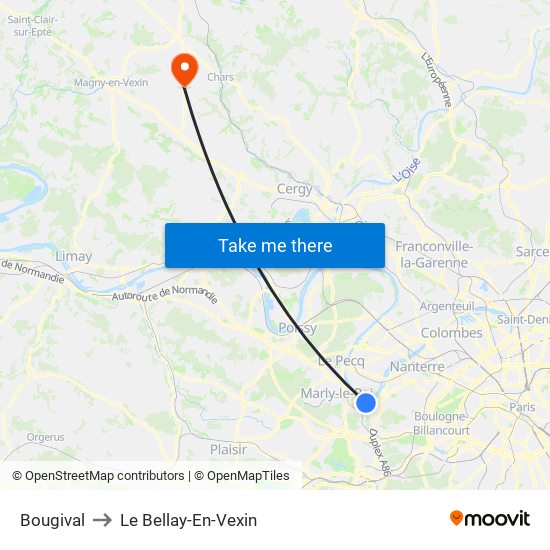 Bougival to Le Bellay-En-Vexin map