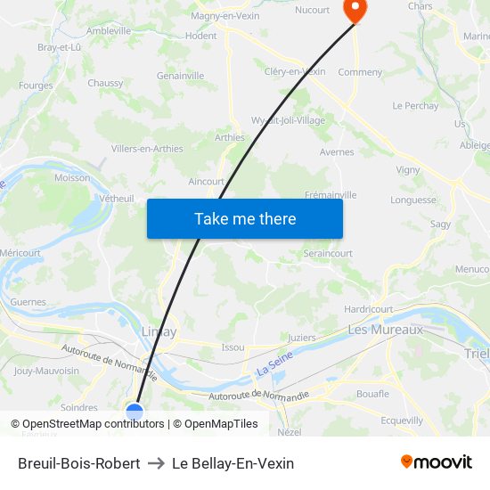 Breuil-Bois-Robert to Le Bellay-En-Vexin map