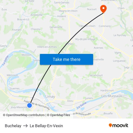 Buchelay to Le Bellay-En-Vexin map