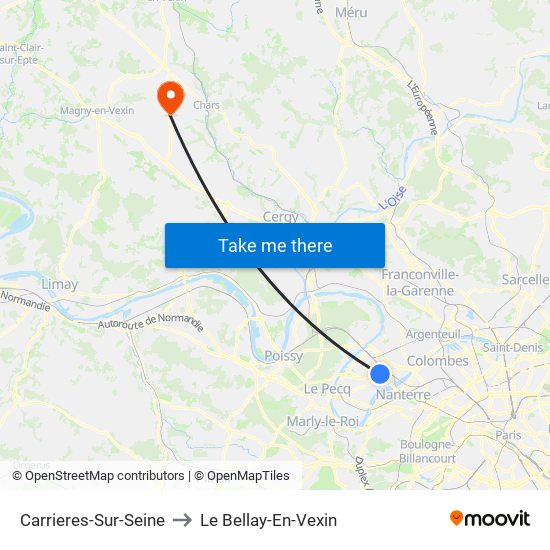 Carrieres-Sur-Seine to Le Bellay-En-Vexin map