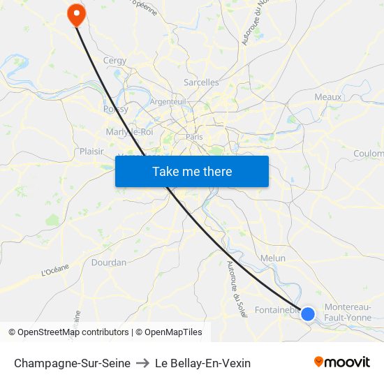Champagne-Sur-Seine to Le Bellay-En-Vexin map