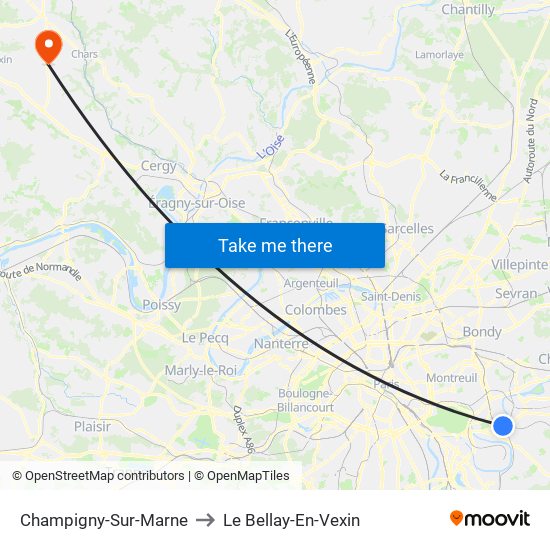 Champigny-Sur-Marne to Le Bellay-En-Vexin map