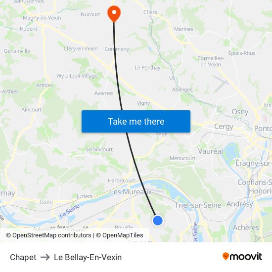 Chapet to Le Bellay-En-Vexin map