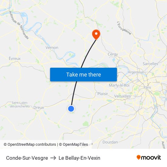 Conde-Sur-Vesgre to Le Bellay-En-Vexin map