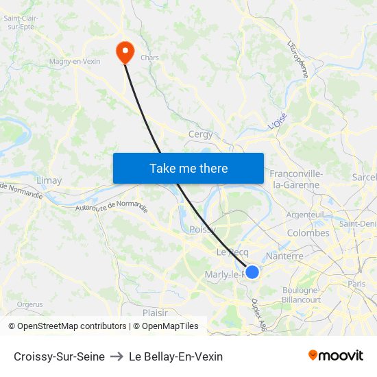 Croissy-Sur-Seine to Le Bellay-En-Vexin map