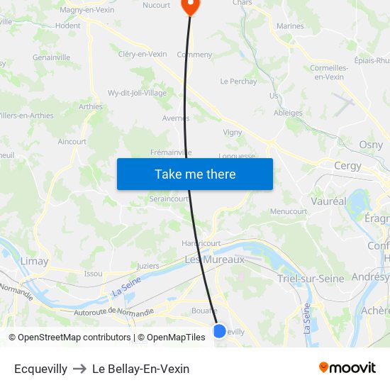 Ecquevilly to Le Bellay-En-Vexin map