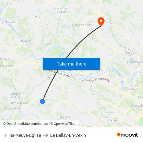 Flins-Neuve-Eglise to Le Bellay-En-Vexin map