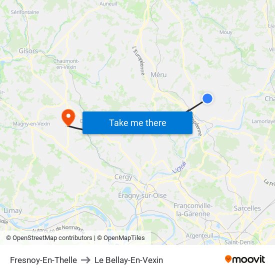 Fresnoy-En-Thelle to Le Bellay-En-Vexin map