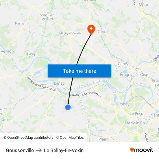 Goussonville to Le Bellay-En-Vexin map