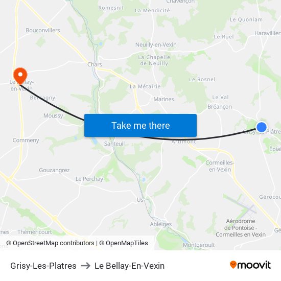 Grisy-Les-Platres to Le Bellay-En-Vexin map