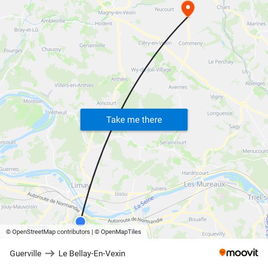 Guerville to Le Bellay-En-Vexin map