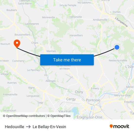 Hedouville to Le Bellay-En-Vexin map