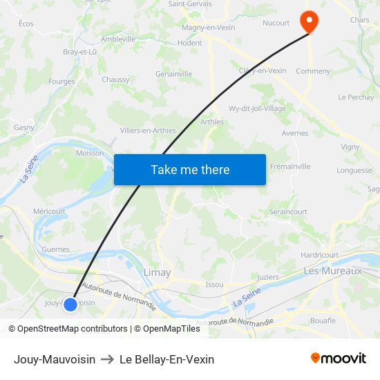 Jouy-Mauvoisin to Le Bellay-En-Vexin map